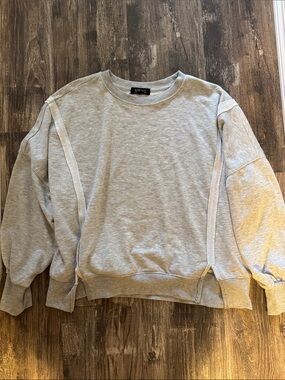 Light Gray Crewneck Sweatshirt with Split-Seam Detail